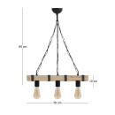 Φωτιστικό Οροφής Vero Megapap e27 Ξύλινο Τρίφωτο Χρώμα Φυσικό - Μαύρο 50x8x65εκ.