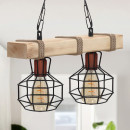 Φωτιστικό Οροφής Lumenia Megapap e27 Ξύλινο - Μεταλλικό Δίφωτο Χρώμα Φυσικό - Μαύρο 40x14x80εκ.