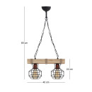 Φωτιστικό Οροφής Lumenia Megapap e27 Ξύλινο - Μεταλλικό Δίφωτο Χρώμα Φυσικό - Μαύρο 40x14x80εκ.