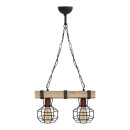 Φωτιστικό Οροφής Lumenia Megapap e27 Ξύλινο - Μεταλλικό Δίφωτο Χρώμα Φυσικό - Μαύρο 40x14x80εκ.