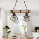 Φωτιστικό Οροφής Lumenia Megapap e27 Ξύλινο - Μεταλλικό Δίφωτο Χρώμα Φυσικό - Μαύρο 40x14x80εκ.