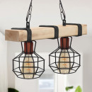 Φωτιστικό Οροφής Lumenia Megapap e27 Ξύλινο - Μεταλλικό Δίφωτο Χρώμα Φυσικό - Μαύρο 40x14x80εκ.