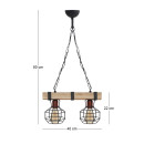 Φωτιστικό Οροφής Lumenia Megapap e27 Ξύλινο - Μεταλλικό Δίφωτο Χρώμα Φυσικό - Μαύρο 40x14x80εκ.