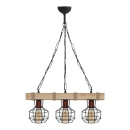 Φωτιστικό Οροφής Lumenia Megapap e27 Ξύλινο - Μεταλλικό Τρίφωτο Χρώμα Φυσικό - Μαύρο 50x14x80εκ.