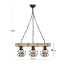 Φωτιστικό Οροφής Lumenia Megapap e27 Ξύλινο - Μεταλλικό Τρίφωτο Χρώμα Φυσικό - Μαύρο 50x14x80εκ.