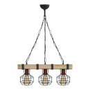 Φωτιστικό Οροφής Lumenia Megapap e27 Ξύλινο - Μεταλλικό Τρίφωτο Χρώμα Φυσικό - Μαύρο 50x14x80εκ.