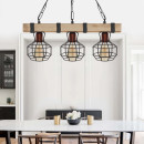 Φωτιστικό Οροφής Lumenia Megapap e27 Ξύλινο - Μεταλλικό Τρίφωτο Χρώμα Φυσικό - Μαύρο 50x14x80εκ.