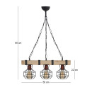 Φωτιστικό Οροφής Lumenia Megapap e27 Ξύλινο - Μεταλλικό Τρίφωτο Χρώμα Φυσικό - Μαύρο 50x14x80εκ.