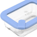Estia Φαγητοδοχειο Colorseal Γυαλινο 370ml 16.3x12.3x6.2cm με Καπακι Σιλικονης Μπλε