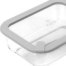 Estia Φαγητοδοχειο Colorseal Γυαλινο 1520ml 23.5x17.8x7.6cm με Καπακι Σιλικονης Γκρι
