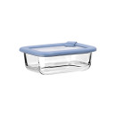 Estia Φαγητοδοχειο Colorseal Γυαλινο 370ml 16.3x12.3x6.2cm με Καπακι Σιλικονης Μπλε