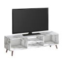 Έπιπλο Τηλεόρασης Loren Megapap Χρώμα Λευκό εφέ Μαρμάρου 120x30x40εκ.