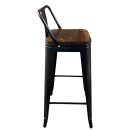 Σκαμπό Bar ArteLibre Βιομηχανικού Τύπου Vintage MOLERO II Μαύρο Αντικέ/Καφέ Μέταλλο/Ξύλο 44x44x94cm