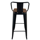 Σκαμπό Bar ArteLibre Βιομηχανικού Τύπου Vintage MOLERO II Μαύρο Αντικέ/Καφέ Μέταλλο/Ξύλο 44x44x94cm