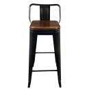 Σκαμπό Bar ArteLibre Βιομηχανικού Τύπου Vintage MOLERO II Μαύρο Αντικέ/Καφέ Μέταλλο/Ξύλο 44x44x94cm