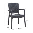 Πολυθρόνα Κήπου Πολυπροπυλενίου με Πλέξη Ραττάν Χρώμα Μαύρο 56x60x86,5εκ.