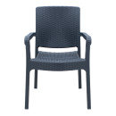 Πολυθρόνα Κήπου Πολυπροπυλενίου με Πλέξη Ραττάν Χρώμα Γκρι 56x60x86,5εκ.