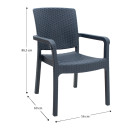 Πολυθρόνα Κήπου Πολυπροπυλενίου με Πλέξη Ραττάν Χρώμα Γκρι 56x60x86,5εκ.