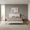 Κρεβάτι Mirel Megapap Υφασμάτινο Χρώμα Ανοιχτό Μπεζ 160x200εκ.