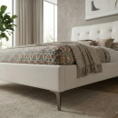 Κρεβάτι Mirel Megapap Υφασμάτινο Χρώμα Ανοιχτό Μπεζ 160x200εκ.