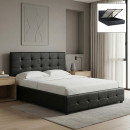 Κρεβάτι iro Megapap από Τεχνόδερμα με Αποθηκευτικό Χώρο Χρώμα Μαύρο 150x200εκ.