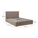 Κρεβάτι iro Megapap Υφασμάτινο με Αποθηκευτικό Χώρο Χρώμα Μπεζ - Καφέ 150x200εκ.