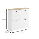 Παπουτσοθήκη Palma Megapap Χρώμα Λευκό - Sapphire oak 90x35x90εκ.