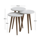 Τραπεζάκι Βοηθητικό σετ 3 τμχ Cruz Megapap Χρώμα Λευκό Ø33x46εκ.