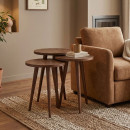 Τραπεζάκι Βοηθητικό σετ 3 τμχ Cruz Megapap Χρώμα Καρυδί Ø33x46εκ.