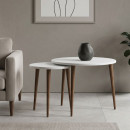 Τραπεζάκι Σαλονιού σετ 2 τμχ Nola Megapap Χρώμα Λευκό Ø60x46εκ.