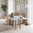 Τραπεζάκι Σαλονιού σετ 2 τμχ Nola Megapap Χρώμα Λευκό εφέ Μαρμάρου Ø60x46εκ.