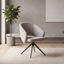 Πολυθρόνα Τραπεζαρίας Milano Megapap Περιστρεφόμενη Χρώμα Ανοιχτό Μπεζ Ύφασμα - Μεταλλικό Μαύρο Πόδι 64x64x83εκ.