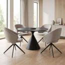 Πολυθρόνα Τραπεζαρίας Milano Megapap Περιστρεφόμενη Χρώμα Ανοιχτό Μπεζ Ύφασμα - Μεταλλικό Μαύρο Πόδι 64x64x83εκ.