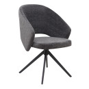 Πολυθρόνα Τραπεζαρίας Milano Megapap Περιστρεφόμενη Χρώμα Ανθρακί Ύφασμα - Μεταλλικό Μαύρο Πόδι 64x64x83εκ.