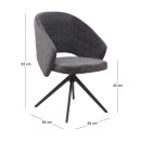 Πολυθρόνα Τραπεζαρίας Milano Megapap Περιστρεφόμενη Χρώμα Ανθρακί Ύφασμα - Μεταλλικό Μαύρο Πόδι 64x64x83εκ.