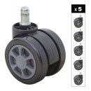 Ανταλλακτικά Ροδάκια Megapap για Καρέκλες Γραφείου σετ 5 τμχ Χρώμα Μαύρο - Γκρι