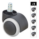 Ανταλλακτικά Ροδάκια Megapap για Καρέκλες Γραφείου σετ 5 τμχ Χρώμα Μαύρο - Λευκό