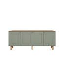 Μπουφές Bohemian Megapap Χρώμα Πράσινο - Φυσικό Οξιάς 180x40x75εκ.