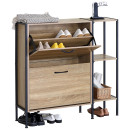 Παπουτσοθήκη ArteLibre ALDERWYN Με Πλαϊνό Ράφι Δρυς/Μαύρο Μοριοσανίδα/Μέταλλο 88x24x87cm