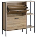 Παπουτσοθήκη ArteLibre ALDERWYN Με Πλαϊνό Ράφι Δρυς/Μαύρο Μοριοσανίδα/Μέταλλο 88x24x87cm
