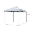 Κιόσκι - Gazebo Bari Megapap Πτυσσόμενο Μεταλλικός Σκελετός - Αδιάβροχο Ύφασμα Χρώμα Λευκό 3x3x3,10m.