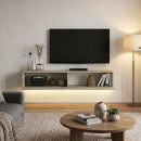 Έπιπλο Τηλεόρασης Επιτοίχιο Aristo Megapap με led Χρώμα Travertine 135x31,6x25εκ.