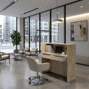 Γραφείο Υποδοχής - Reception Navita Megapap με led Χρώμα Travertine - Sandstone 113,6x42x111,8εκ.