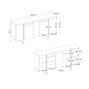 Μπουφές Orontes Megapap Χρώμα Λευκό - Χρυσό 160x35,2x80εκ.
