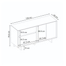 Μπουφές Capri Megapap Χρώμα Sapphire oak 146x45x76,5εκ.