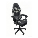 A9937 ΜΑΥΡΟ/ΓΚΡΙ PVC ΠΟΛΥΘΡΟΝΑ GAMING/ΜΕ ΥΠΟΠΟΔΙΟ 64X59X43-112/53-125εκ.