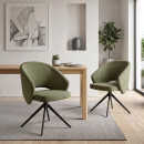 Πολυθρόνα Τραπεζαρίας Milano Megapap Περιστρεφόμενη Χρώμα Πράσινο Ύφασμα - Μεταλλικό Μαύρο Πόδι 64x64x83εκ.