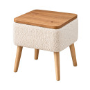 Κομοδίνο Nivo Megapap Ύφασμα Teddy Χρώμα Λευκό - Pine oak 45x35x45εκ.