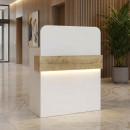 Γραφείο Υποδοχής - Reception Telmos Megapap με led Χρώμα Λευκό - Sapphire oak 90x43,6x119,2εκ.