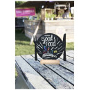 Μαυροπίνακας Επιτραπέζιος Securit Διπλής Όψης με Ξύλινη Βάση Πιάτο FBT-PLATE